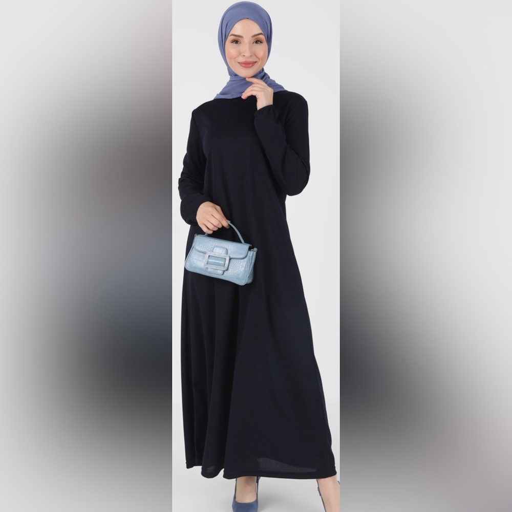 Navy Blue Long Modest Dress